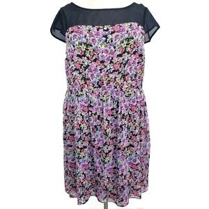 danny and nicole 20W Shift Dress Floral Black NWOT